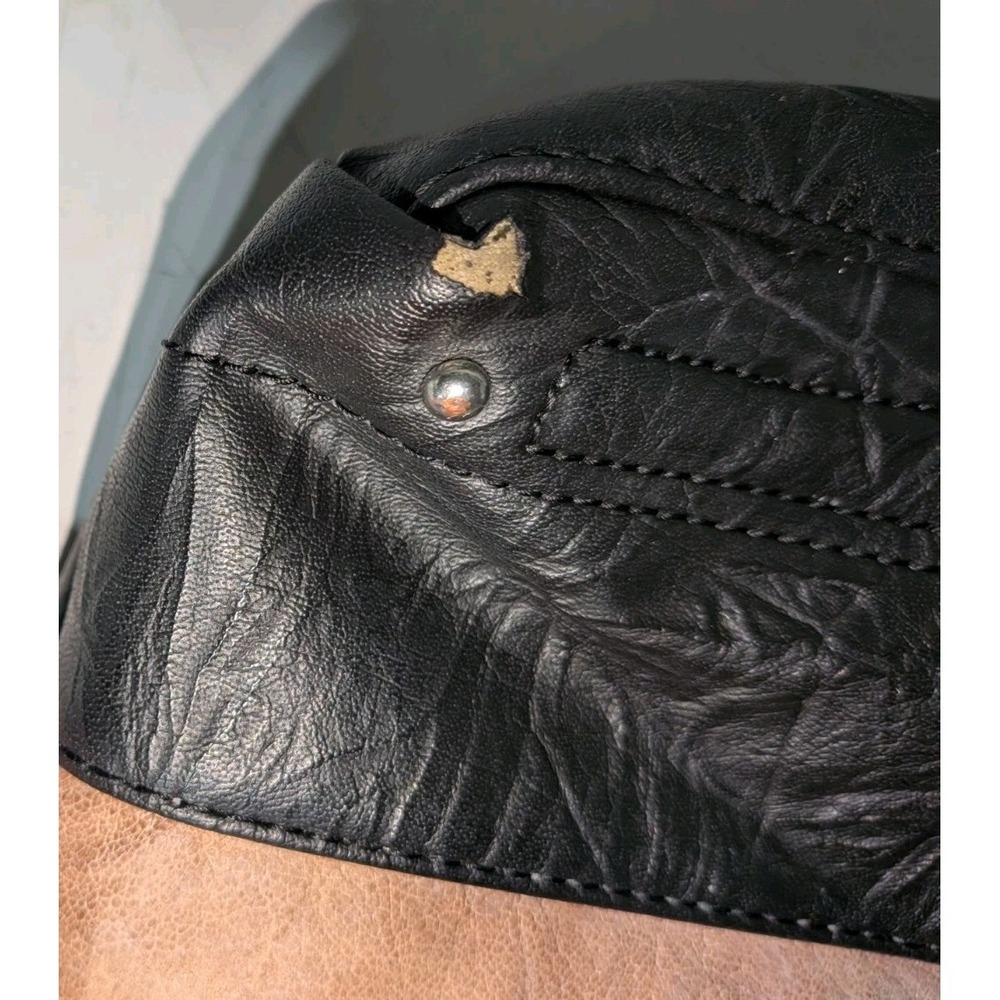 Stone Mountain Colorblock Shoulder Bag Black/Beige Zip Pockets Silver Hardware - Picture 10 of 16